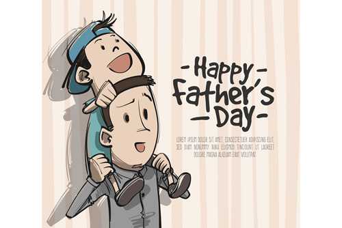 وکتور رایگان ویژه روز پدر شامل طرح گرافیکی پسر در حال کشیدن موی پدر بصورت لایه باز